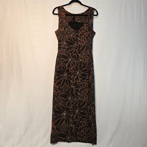 DANA BUCHMAN Y2K Whimsigoth Brown/Black Floral SILK Faux Wrap Tie Dress Size 10. - Picture 2 of 16